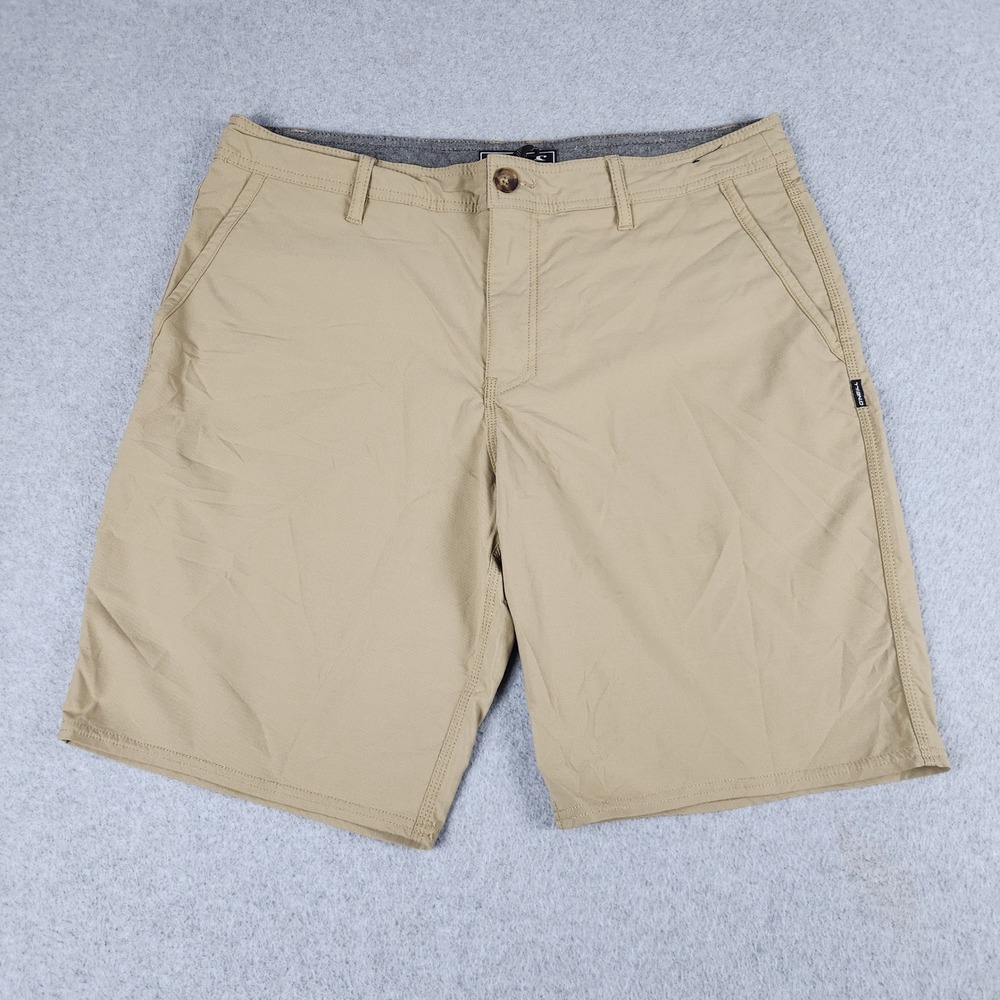 O'Neill Hybrid Chino Shorts Mens 36 Tan Quick Dry Stretch Flat Front Outdoor